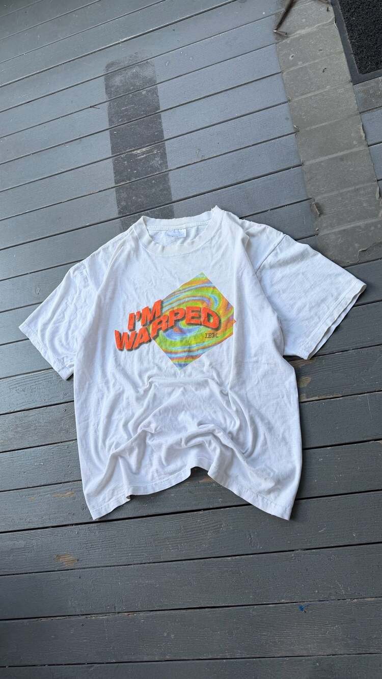 Vintage 90s IBM I'm Warped OS/2 Warp Psychedelic Graphic T-Shirt